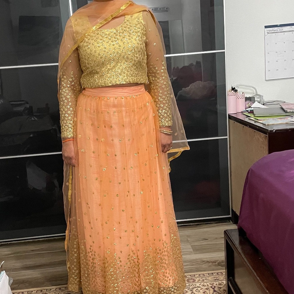 Peach sequin lehenga- new